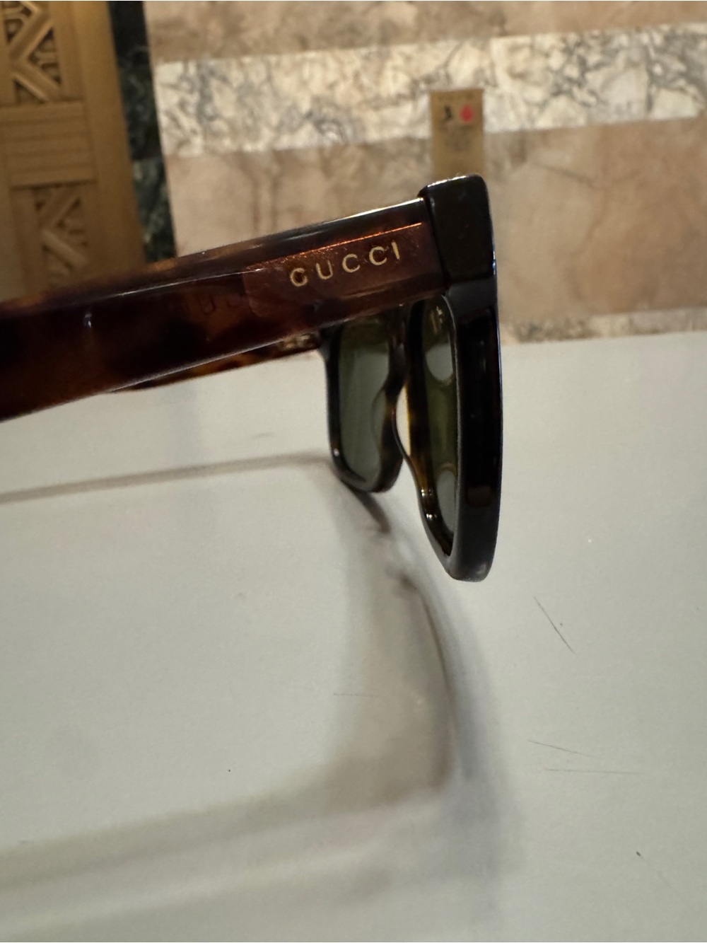 Gucci Tortoiseshell Brown Frame Sunglasses with Gold Logo